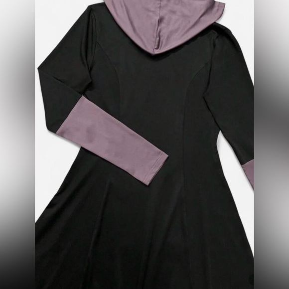 Dark Gray Goth Sun Moon Hooded Mini Dress Long Sleeve Size S - Picture 3 of 4